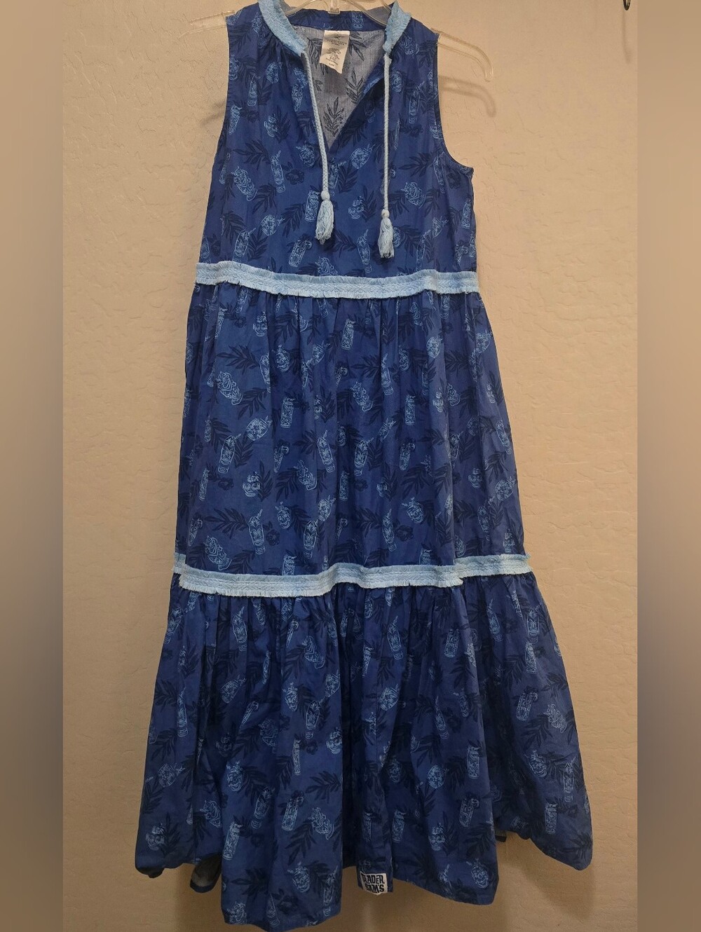 Disney Parks Trader Sam's Blue Tiki Grotto Printed Cotton Maxi Dress, XS - Picture 2 of 16